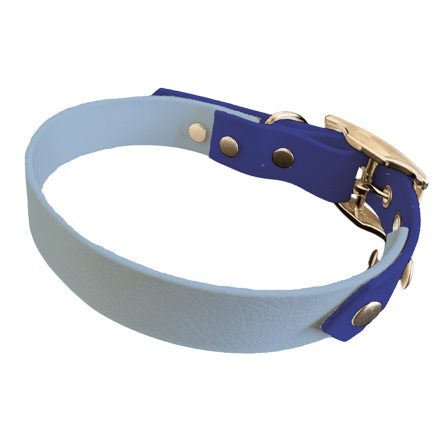 L'atelier du Fourmilier collier bicolore Bleu Polaire Collier Bicolore en BioThane®  25 mm – coloris personnalisable