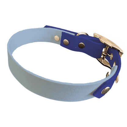 L'atelier du Fourmilier collier bicolore Bleu Polaire Collier Bicolore en BioThane®  25 mm – coloris personnalisable