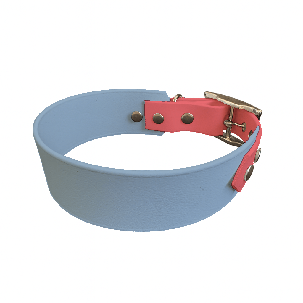 L'atelier du Fourmilier collier bicolore Bleu Polaire Collier Large Bicolore en BioThane® – 38 mm / 25 mm – coloris personnalisable