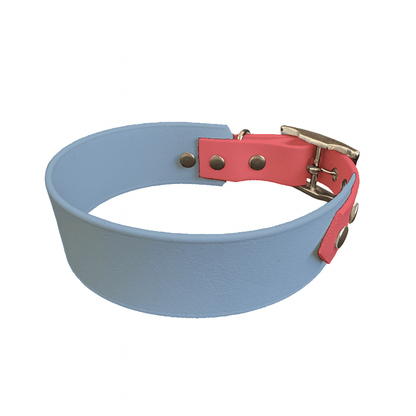 L'atelier du Fourmilier collier bicolore Bleu Polaire Collier Large Bicolore en BioThane® – 38 mm / 25 mm – coloris personnalisable