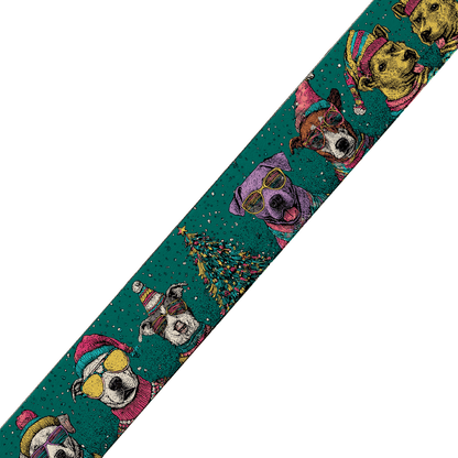 L'atelier du Fourmilier collier bicolore Collier bicolore large pour chien en BioThane® imprimé – Collection hiver et Noël– 38/25 mm