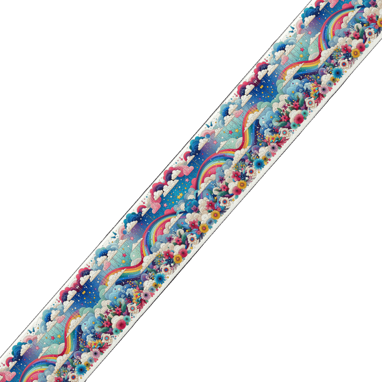 L'atelier du Fourmilier collier bicolore Collier bicolore large pour chien en BioThane® imprimé – Collection nuages– 38/25 mm