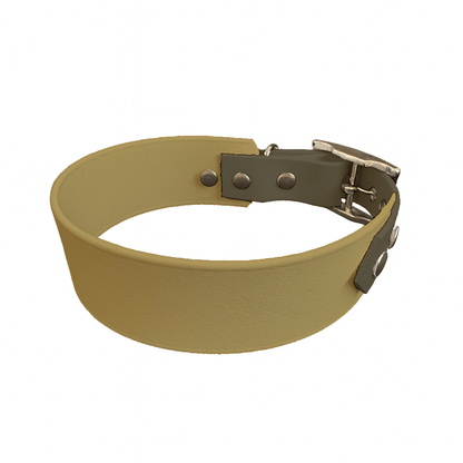 L'atelier du Fourmilier collier bicolore Doré Collier Large Bicolore en BioThane® – 38 mm / 25 mm – coloris personnalisable