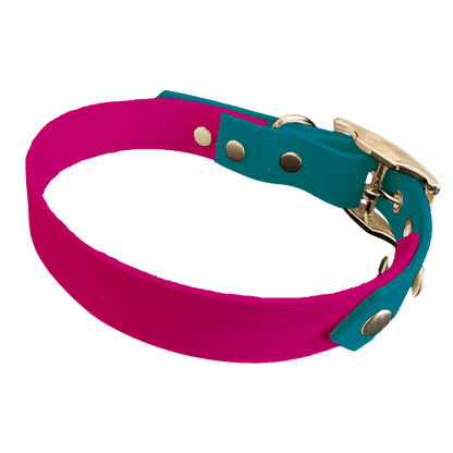 L'atelier du Fourmilier collier bicolore Framboise Collier Bicolore en BioThane®  25 mm – coloris personnalisable