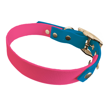 L'atelier du Fourmilier collier bicolore Fuchsia Collier Bicolore en BioThane®  25 mm – coloris personnalisable
