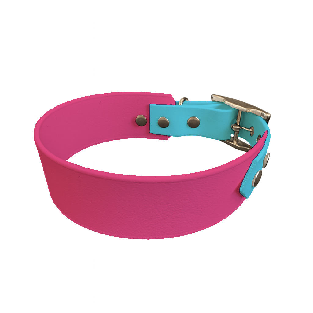 L'atelier du Fourmilier collier bicolore Fuchsia Collier Large Bicolore en BioThane® – 38 mm / 25 mm – coloris personnalisable