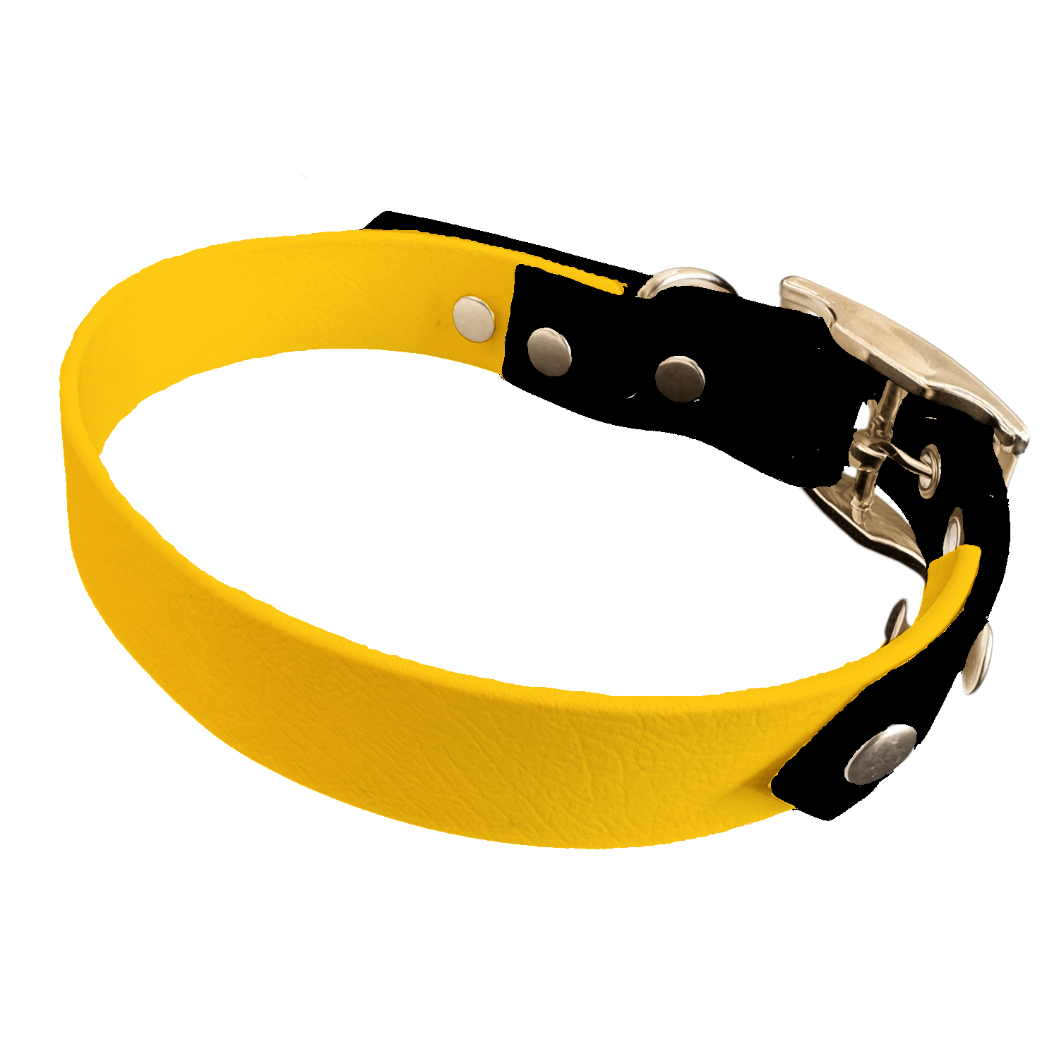 L'atelier du Fourmilier collier bicolore Jaune Collier Bicolore en BioThane®  25 mm – coloris personnalisable