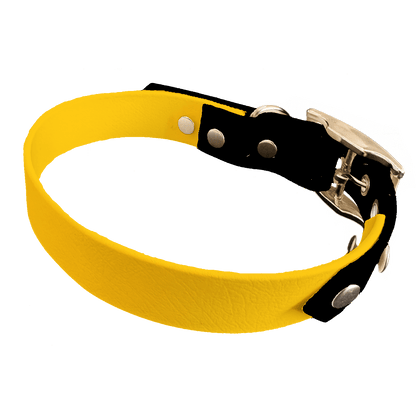 L'atelier du Fourmilier collier bicolore Jaune Collier Bicolore en BioThane®  25 mm – coloris personnalisable
