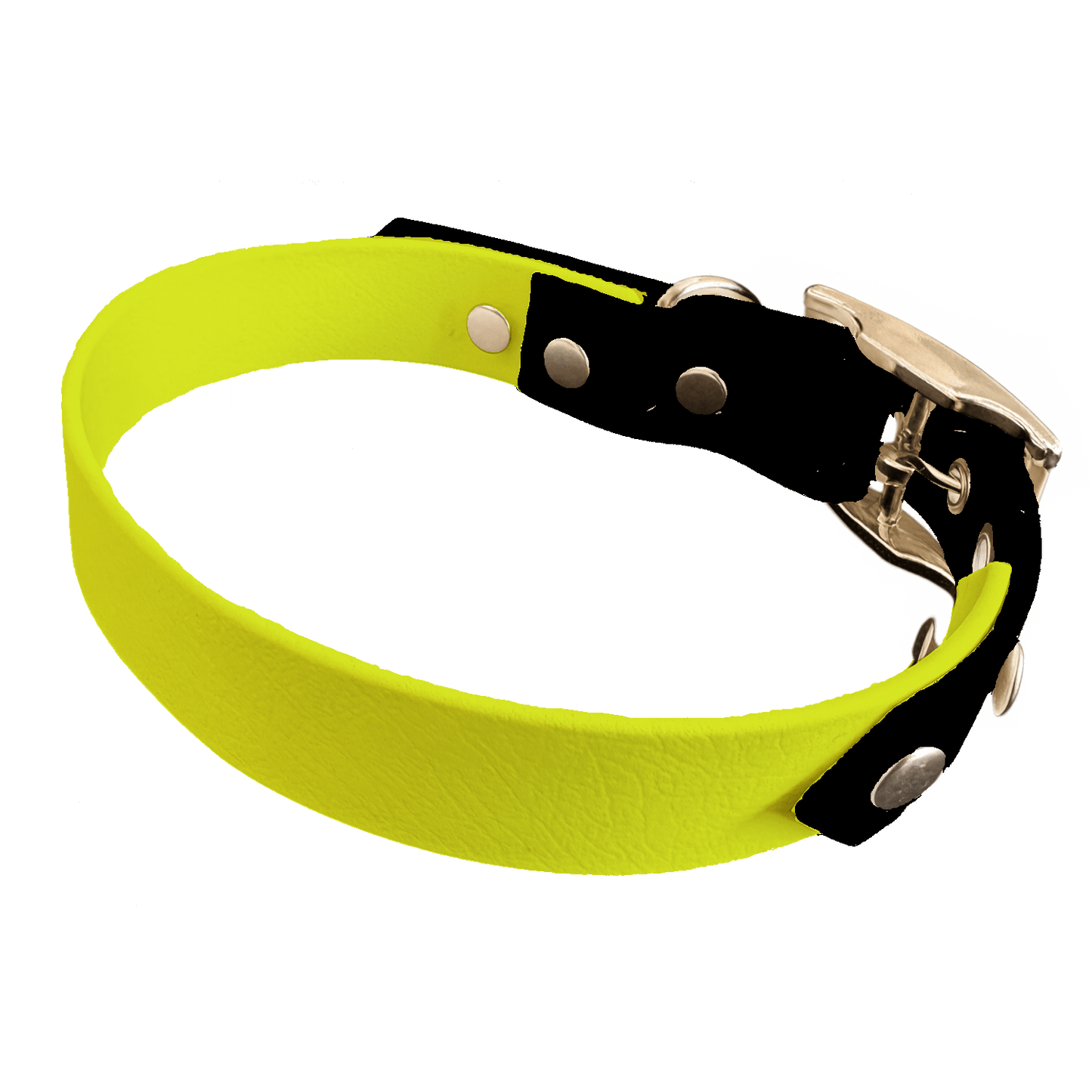 L'atelier du Fourmilier collier bicolore Jaune Fluo Collier Bicolore en BioThane®  25 mm – coloris personnalisable