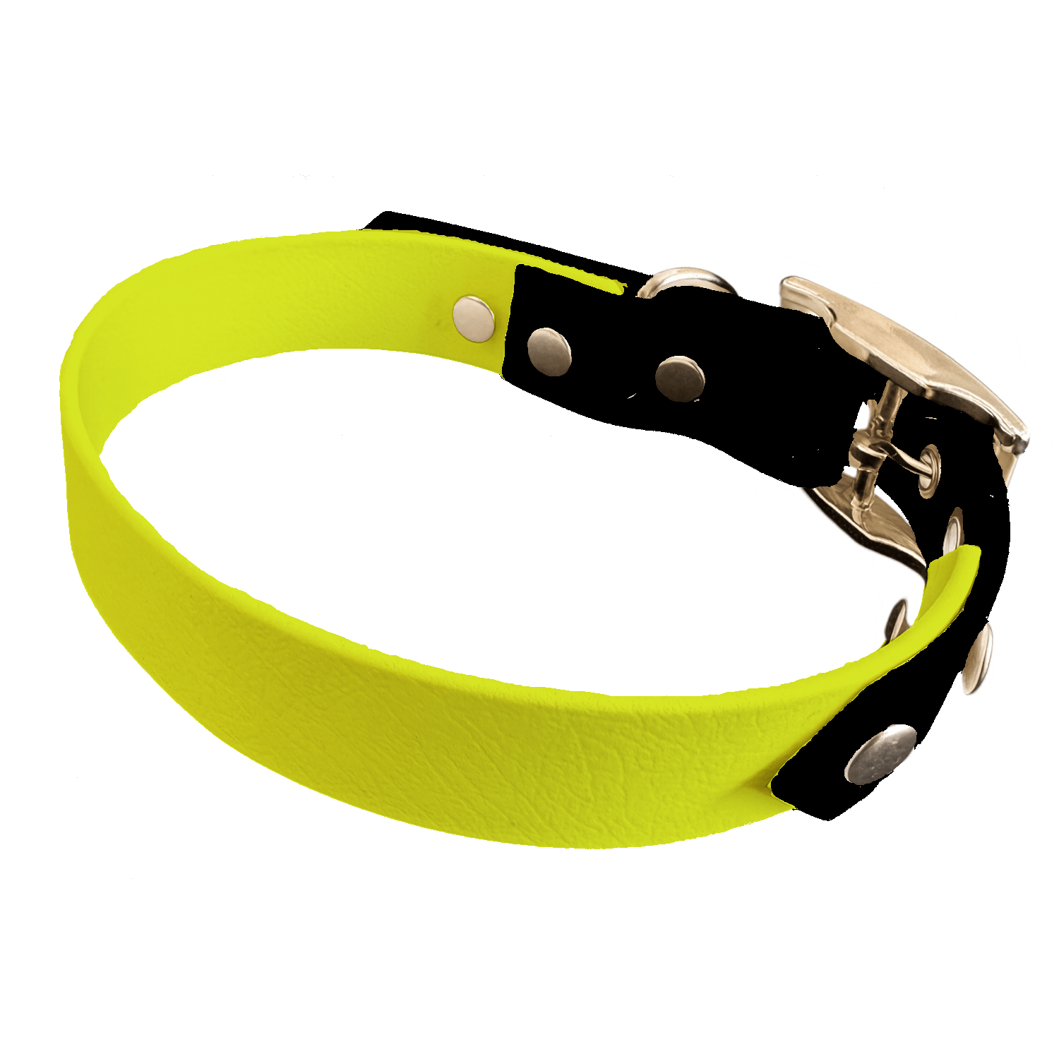 L'atelier du Fourmilier collier bicolore Jaune Fluo Collier Bicolore en BioThane®  25 mm – coloris personnalisable