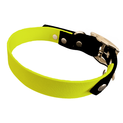 L'atelier du Fourmilier collier bicolore Jaune Fluo Collier Bicolore en BioThane®  25 mm – coloris personnalisable