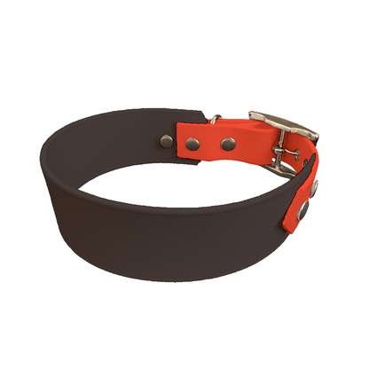 L'atelier du Fourmilier collier bicolore Marron Foncé Collier Large Bicolore en BioThane® – 38 mm / 25 mm – coloris personnalisable