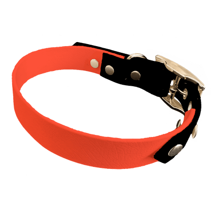 L'atelier du Fourmilier collier bicolore Orange Collier Bicolore en BioThane®  25 mm – coloris personnalisable