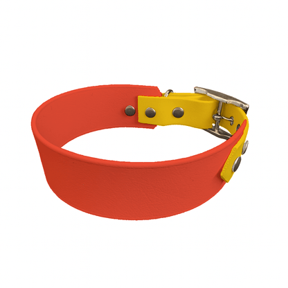 L'atelier du Fourmilier collier bicolore Orange Collier Large Bicolore en BioThane® – 38 mm / 25 mm – coloris personnalisable