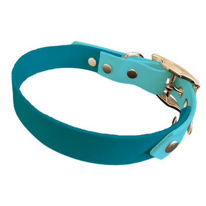 L'atelier du Fourmilier collier bicolore Pétrole Collier Bicolore en BioThane®  25 mm – coloris personnalisable