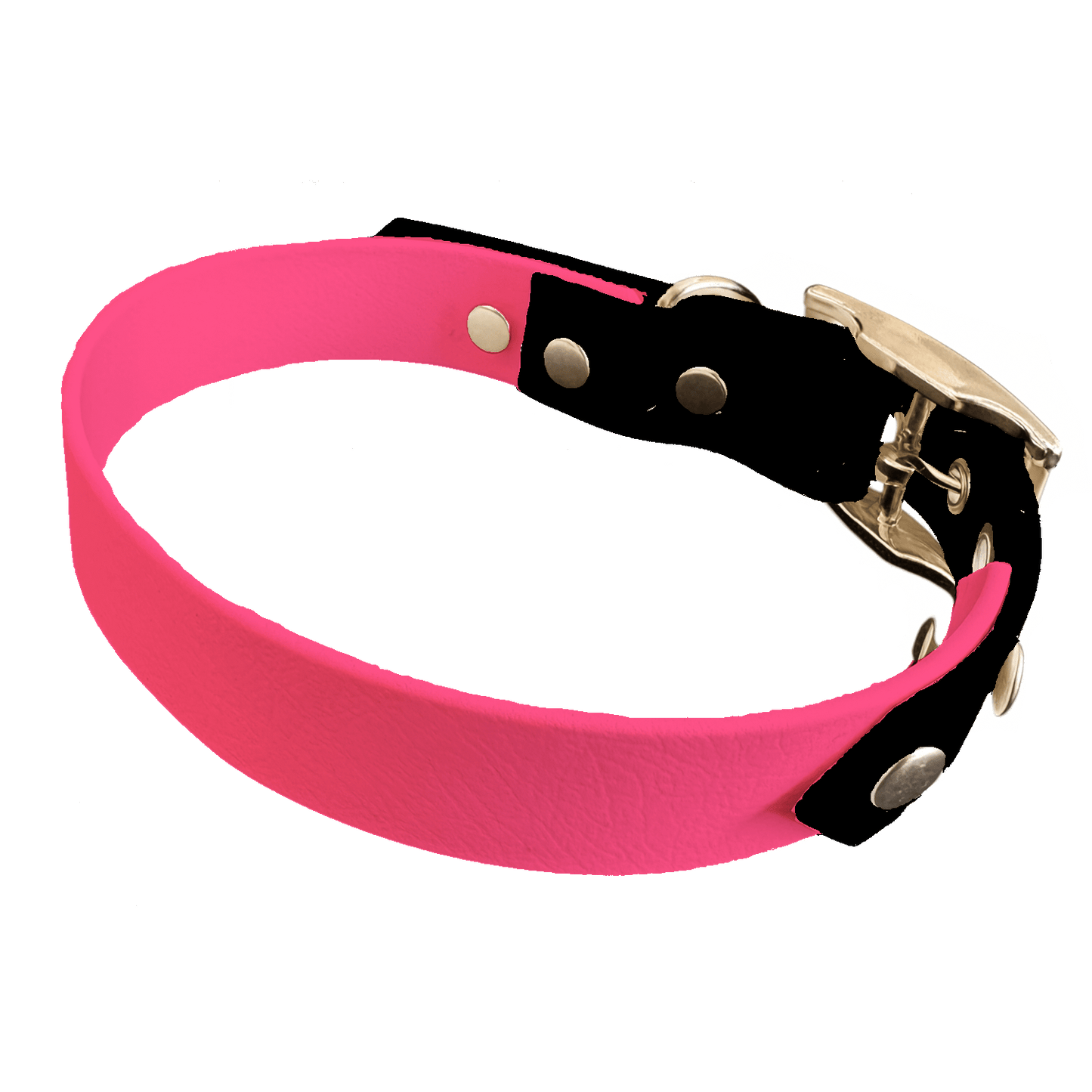 L'atelier du Fourmilier collier bicolore Rose Fluo Collier Bicolore en BioThane®  25 mm – coloris personnalisable