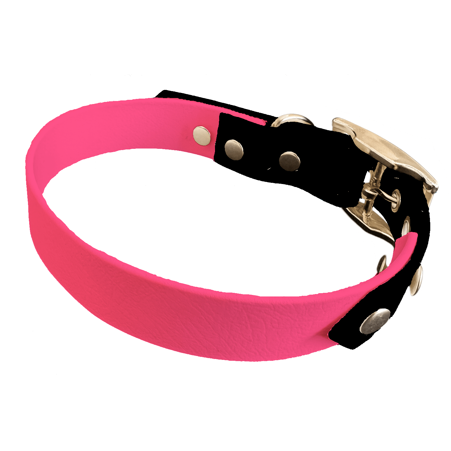 L'atelier du Fourmilier collier bicolore Rose Fluo Collier Bicolore en BioThane®  25 mm – coloris personnalisable