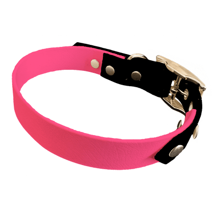 L'atelier du Fourmilier collier bicolore Rose Fluo Collier Bicolore en BioThane®  25 mm – coloris personnalisable