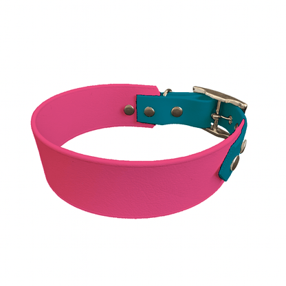 L'atelier du Fourmilier collier bicolore Rose Fluo Collier Large Bicolore en BioThane® – 38 mm / 25 mm – coloris personnalisable