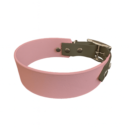 L'atelier du Fourmilier collier bicolore rose gold Collier Large Bicolore en BioThane® – 38 mm / 25 mm – coloris personnalisable