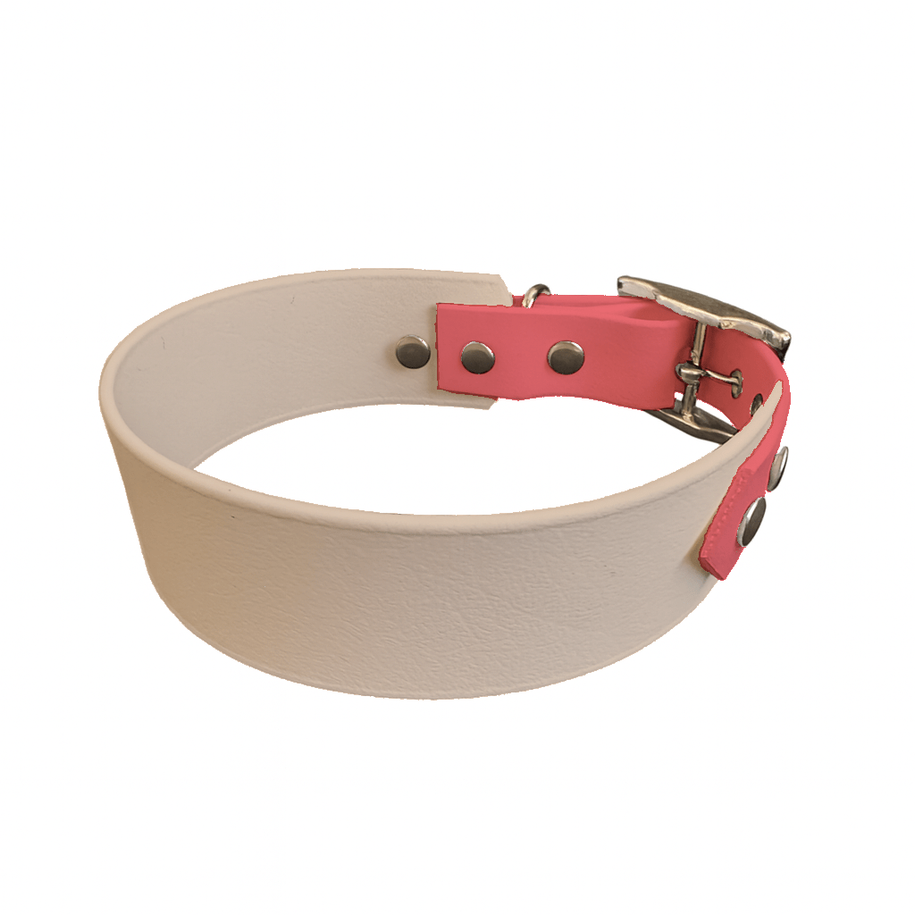 L'atelier du Fourmilier collier bicolore Rose poudré Collier Large Bicolore en BioThane® – 38 mm / 25 mm – coloris personnalisable