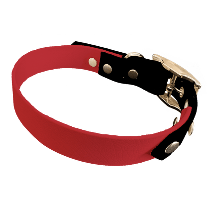 L'atelier du Fourmilier collier bicolore Rouge Collier Bicolore en BioThane®  25 mm – coloris personnalisable