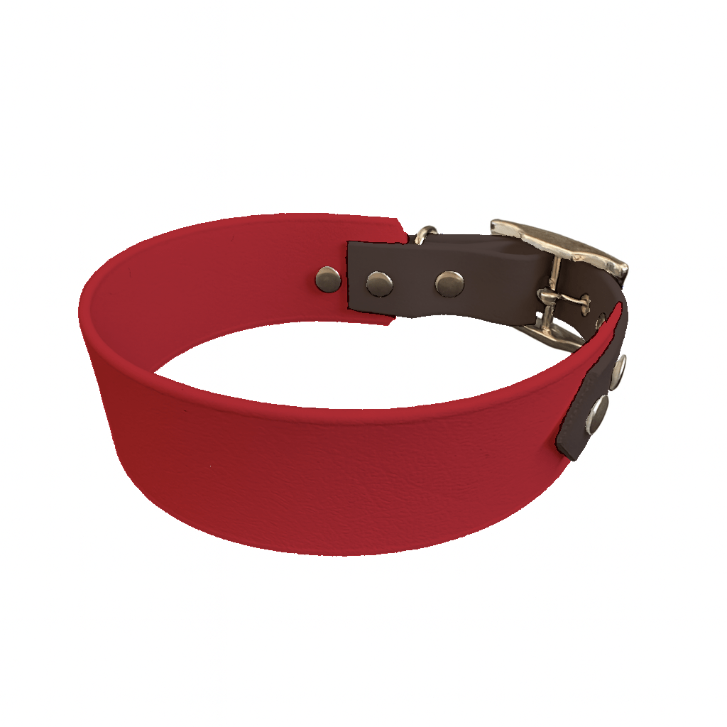 L'atelier du Fourmilier collier bicolore Rouge Collier Large Bicolore en BioThane® – 38 mm / 25 mm – coloris personnalisable