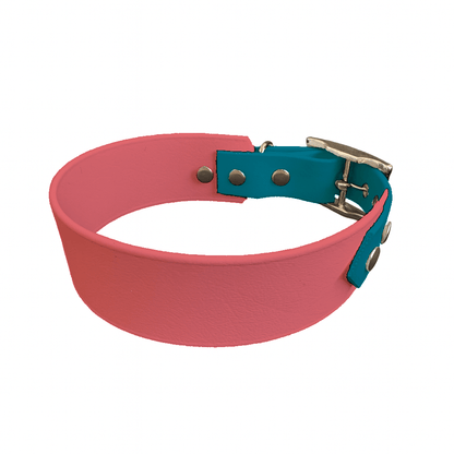 L'atelier du Fourmilier collier bicolore Saumon Collier Large Bicolore en BioThane® – 38 mm / 25 mm – coloris personnalisable