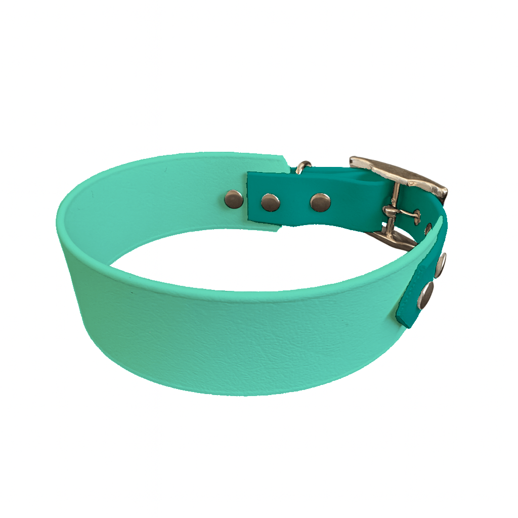 L'atelier du Fourmilier collier bicolore Vert Caribéen Collier Large Bicolore en BioThane® – 38 mm / 25 mm – coloris personnalisable