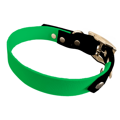 L'atelier du Fourmilier collier bicolore Vert Fluo Collier Bicolore en BioThane®  25 mm – coloris personnalisable