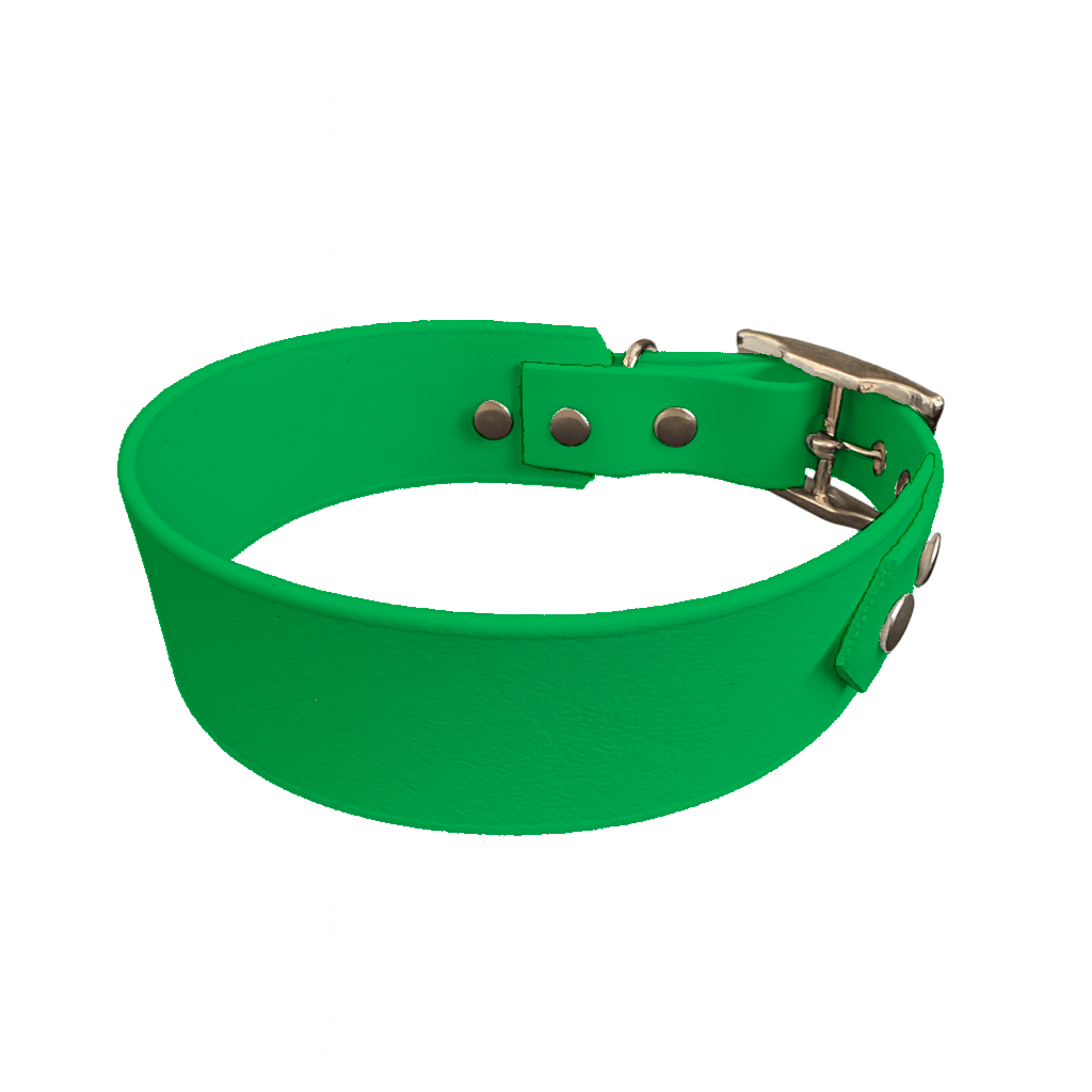 L'atelier du Fourmilier collier bicolore Vert Fluo Collier Large Bicolore en BioThane® – 38 mm / 25 mm – coloris personnalisable