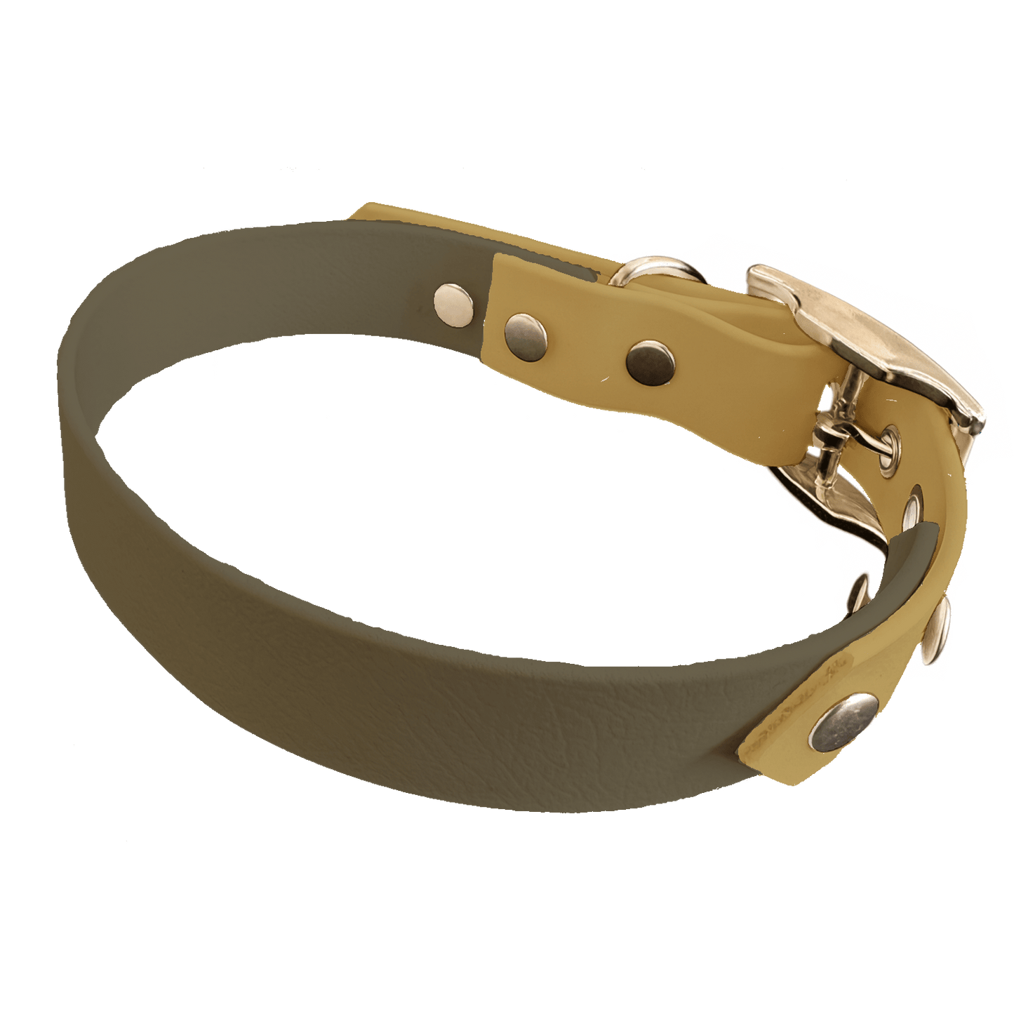 L'atelier du Fourmilier collier bicolore Vert Olive Collier Bicolore en BioThane®  25 mm – coloris personnalisable