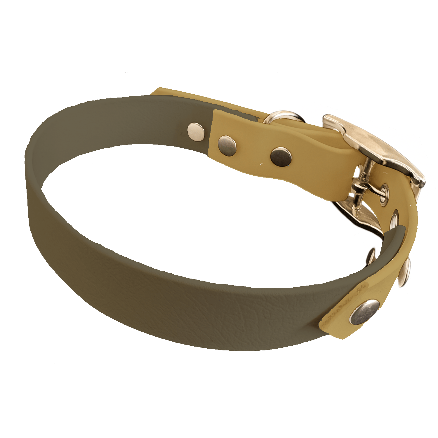 L'atelier du Fourmilier collier bicolore Vert Olive Collier Bicolore en BioThane®  25 mm – coloris personnalisable