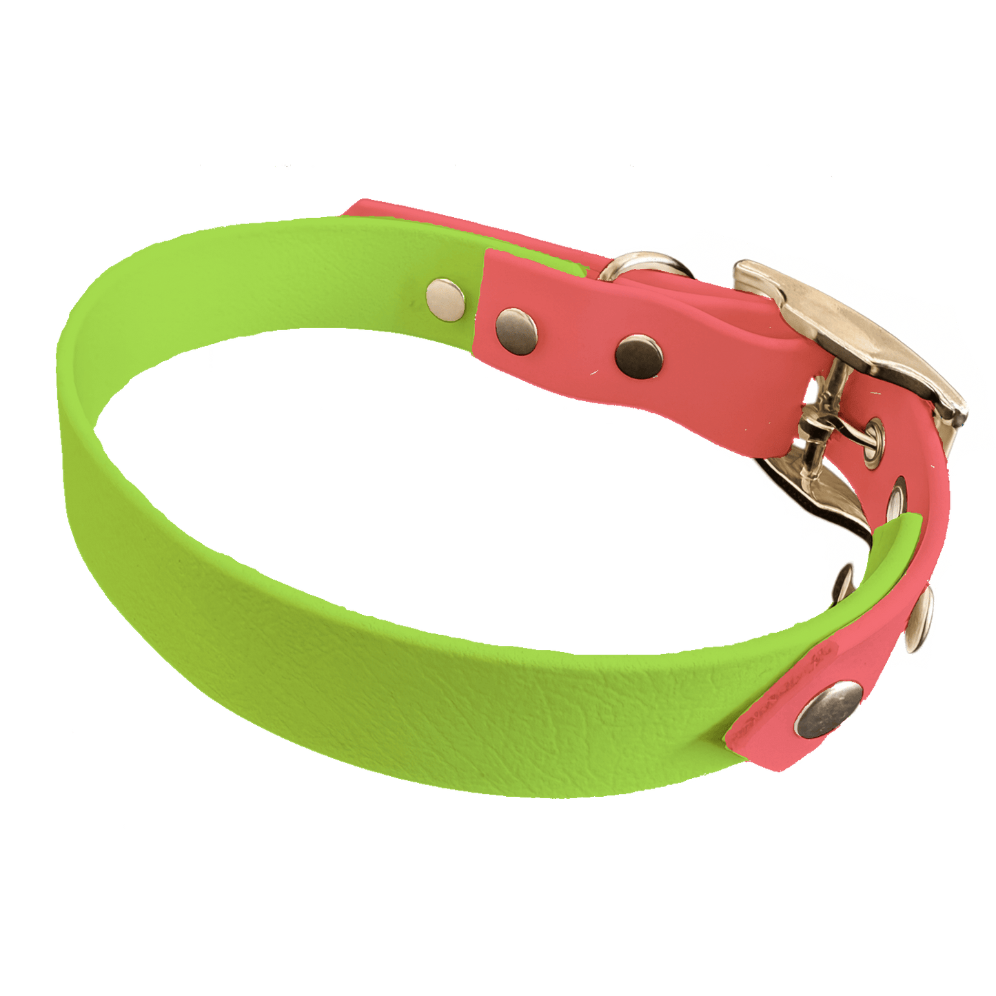 L'atelier du Fourmilier collier bicolore Vert Pomme Collier Bicolore en BioThane®  25 mm – coloris personnalisable