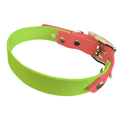 L'atelier du Fourmilier collier bicolore Vert Pomme Collier Bicolore en BioThane®  25 mm – coloris personnalisable