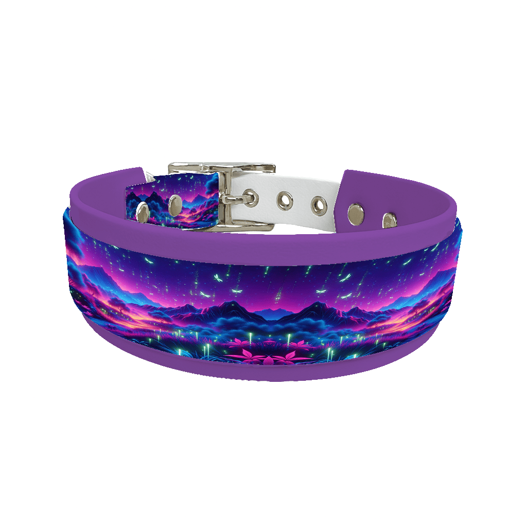 L'atelier du Fourmilier collier double 104 Collier double large pour chien en BioThane® imprimé – Collection paysage– 38/25 mm