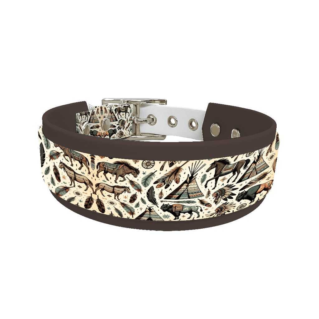 L'atelier du Fourmilier collier double 106 Collier double large pour chien en BioThane® imprimé – Collection Tribal – 38/25 mm