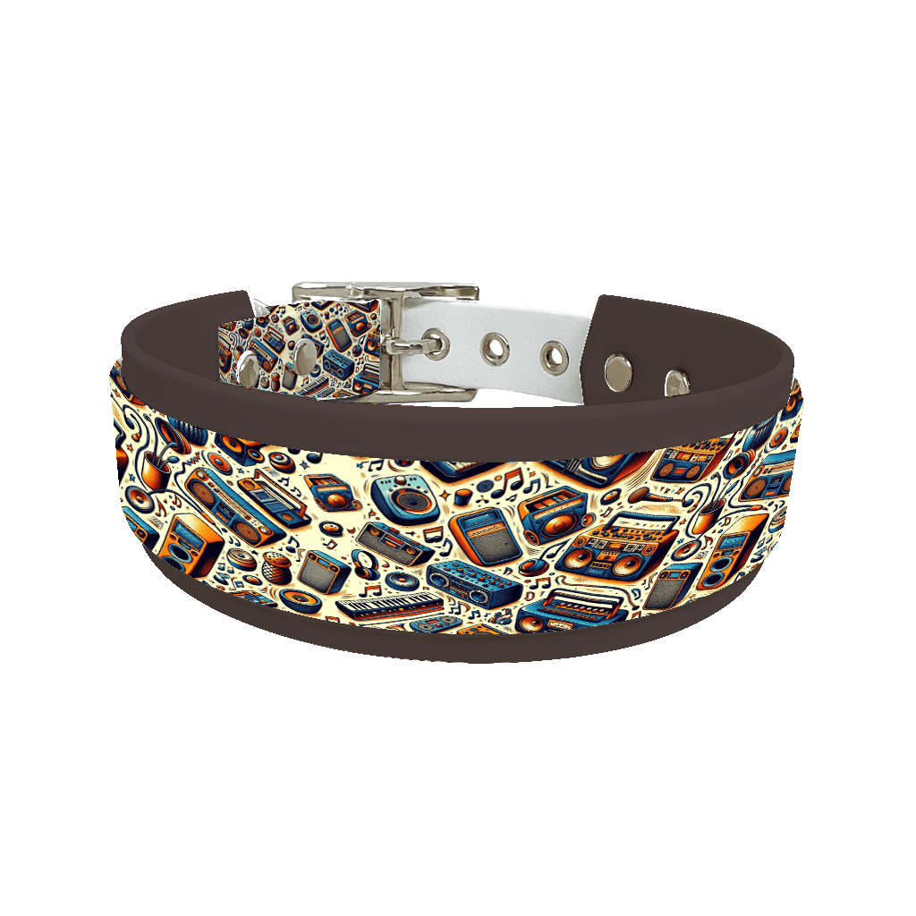 L'atelier du Fourmilier collier double 109 Collier double large pour chien en BioThane® imprimé – Collection pop art– 38/25 mm