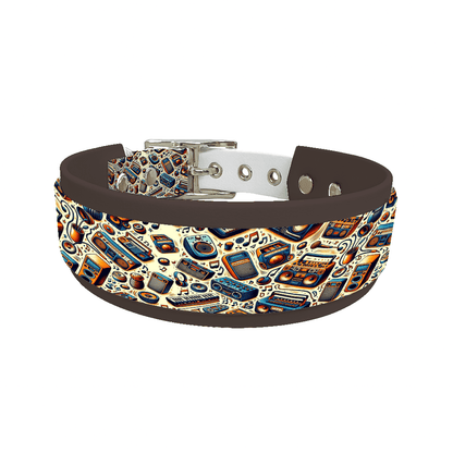 L'atelier du Fourmilier collier double 109 Collier double large pour chien en BioThane® imprimé – Collection pop art– 38/25 mm