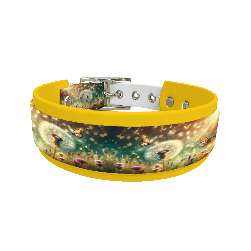 L'atelier du Fourmilier collier double 110 Collier double large pour chien en BioThane® imprimé – Collection plantes et fleurs – 38/25 mm