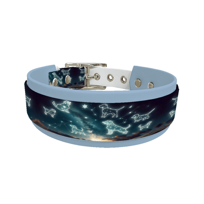 L'atelier du Fourmilier collier double 111 Collier double large pour chien en BioThane® imprimé – Collection galaxie – 38/25 mm
