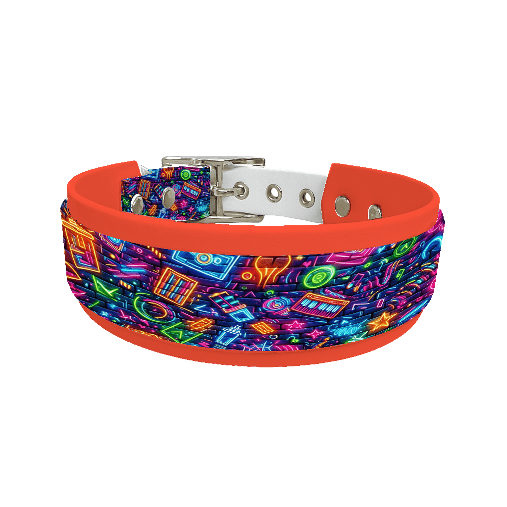 L'atelier du Fourmilier collier double 112 Collier double large pour chien en BioThane® imprimé – Collection pop art– 38/25 mm