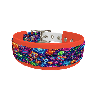 L'atelier du Fourmilier collier double 112 Collier double large pour chien en BioThane® imprimé – Collection pop art– 38/25 mm