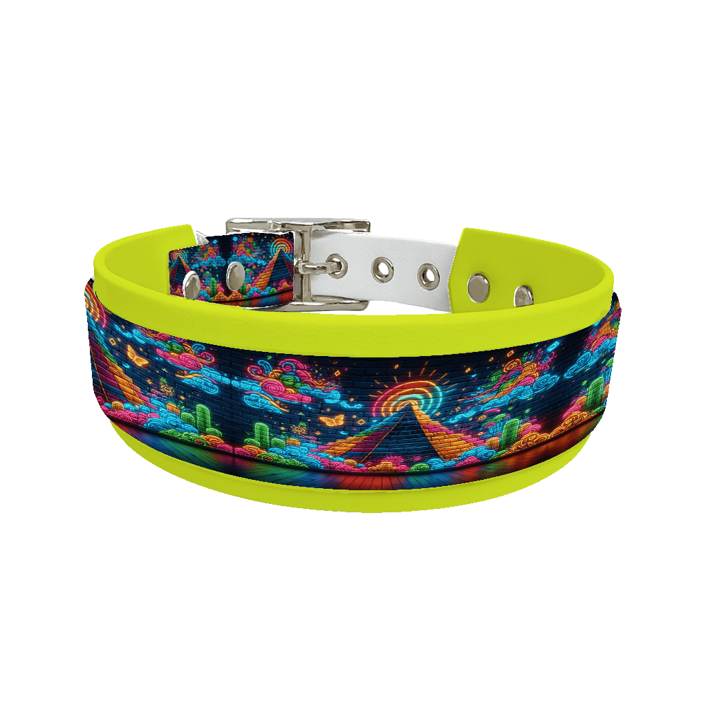 L'atelier du Fourmilier collier double 116 Collier double large pour chien en BioThane® imprimé – Collection Tribal – 38/25 mm