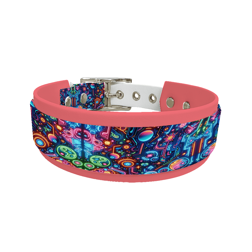 L'atelier du Fourmilier collier double 117 Collier double large pour chien en BioThane® imprimé – Collection pop art– 38/25 mm