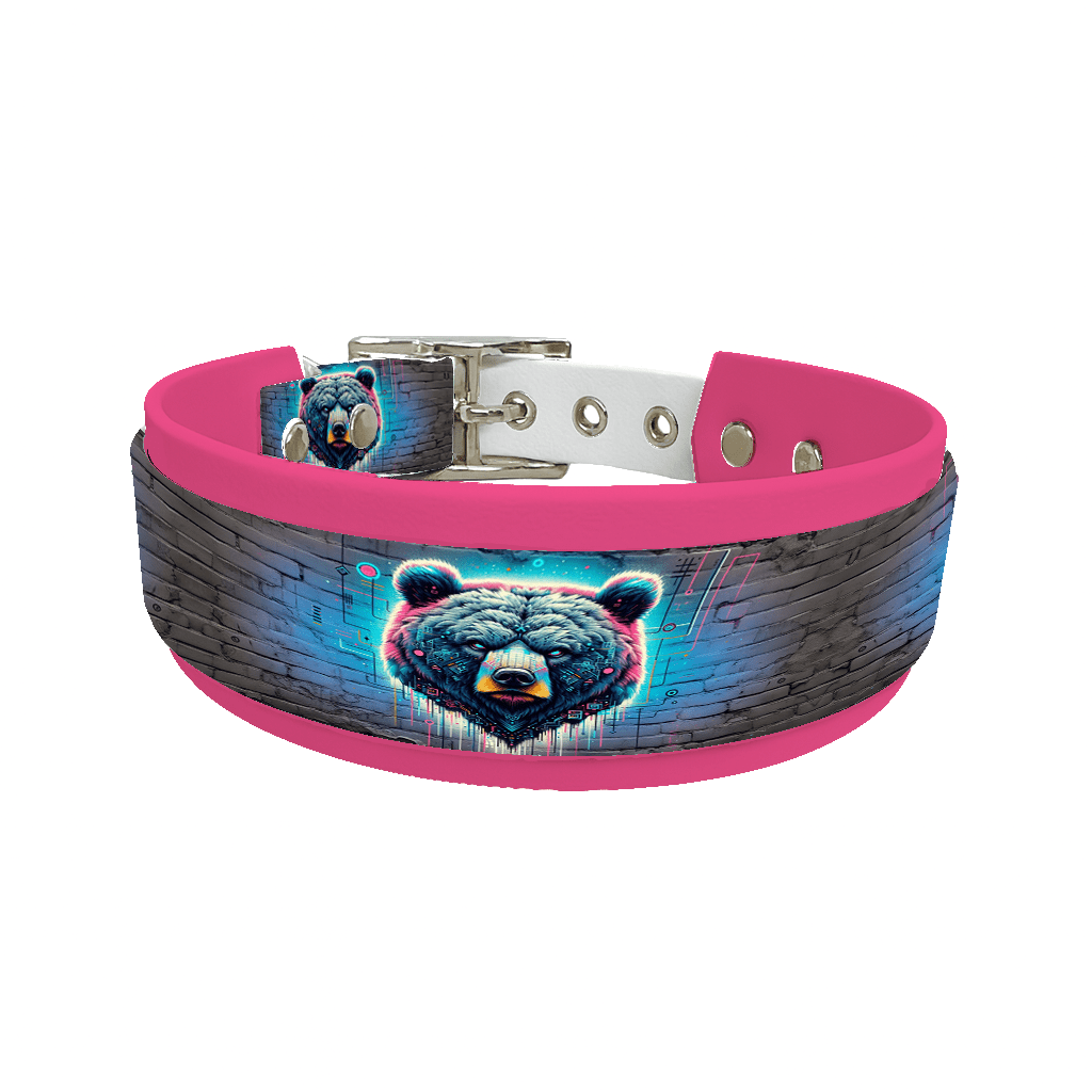 L'atelier du Fourmilier collier double 118 Collier double large pour chien en BioThane® imprimé – Collection pop art– 38/25 mm