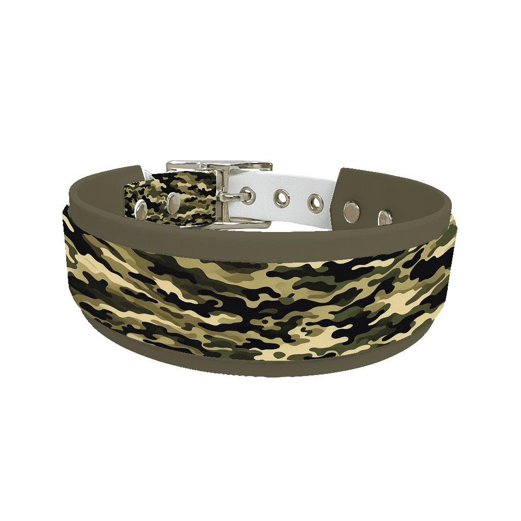 L'atelier du Fourmilier collier double 12 Collier double large pour chien en BioThane® imprimé – Collection camouflage– 38/25 mm