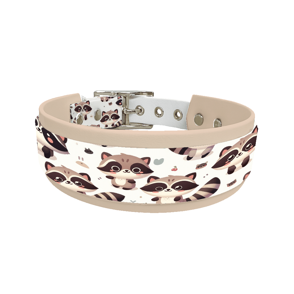 L'atelier du Fourmilier collier double 122 Collier double large pour chien en BioThane® imprimé – Collection animaux pop/kawaii – 38/25 mm