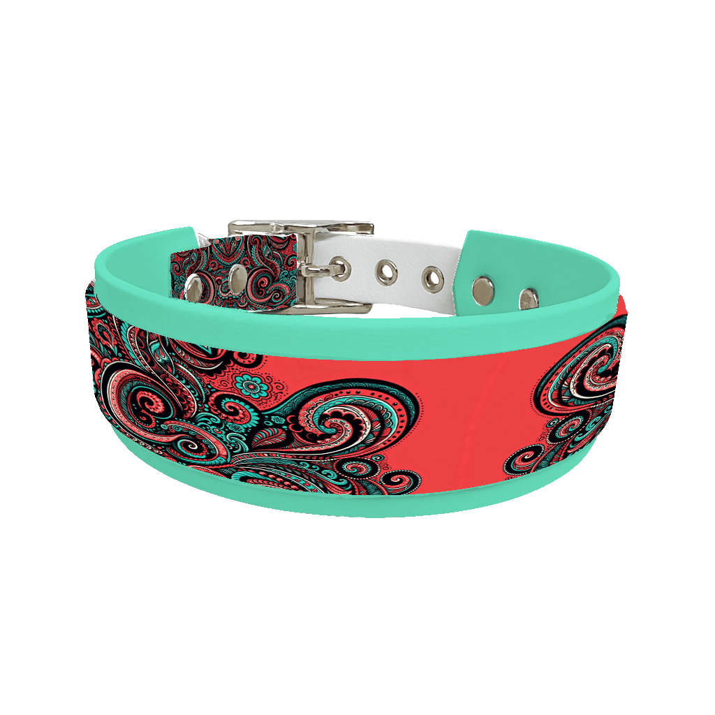 L'atelier du Fourmilier collier double 124 Collier double large pour chien en BioThane® imprimé – Collection abstrait – 38/25 mm