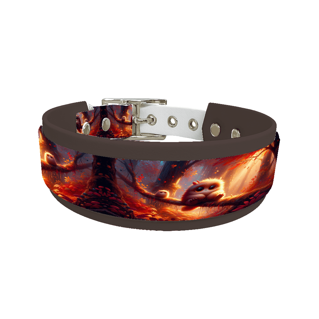 L'atelier du Fourmilier collier double 126 Collier double large pour chien en BioThane® imprimé – Collection monstres et créatures imaginaires– 38/25 mm